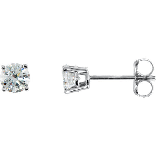 1/2 Carat TW Round Diamond Solitaire Stud Earrings in 14K White Gold (J/K Color - I2/I3 Clarity)