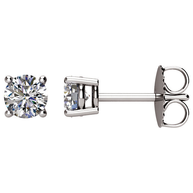 5/8 Carat TW Round Diamond Solitaire Stud Earrings in 14K White Gold