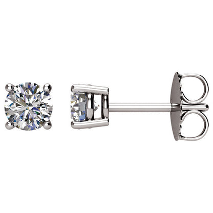5/8 Carat TW Round Diamond Solitaire Stud Earrings in 14K White Gold