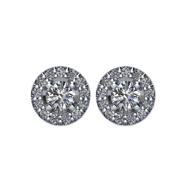 Certified 3/8 CTW Diamond Halo-Styled Stud Earrings in 14kt White Gold