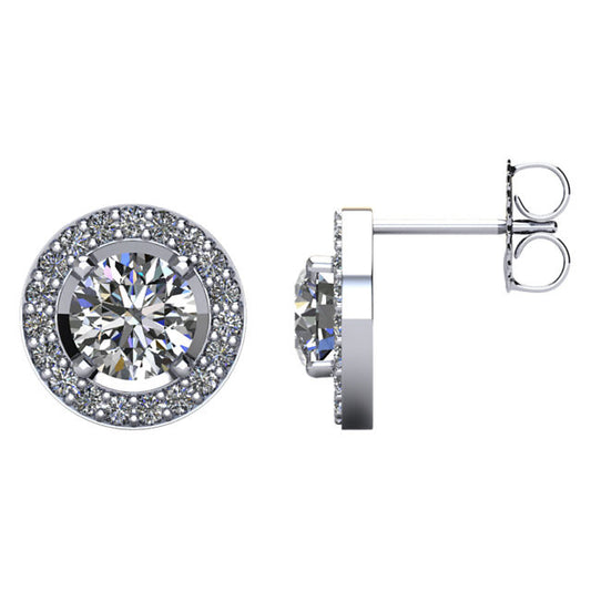 Certified 2.0 CTW Diamond Halo-Styled Stud Earrings in 14kt White Gold