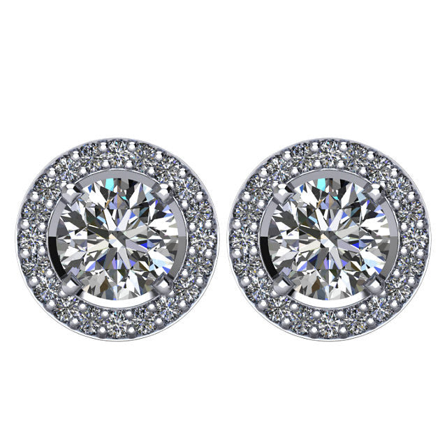 Certified 2 1/2 CTW Diamond Halo-Styled Stud Earrings in 14kt White Gold