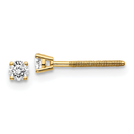 14ky .15ct. SI3 G I Diamond Stud Thread on/off Post Earrings