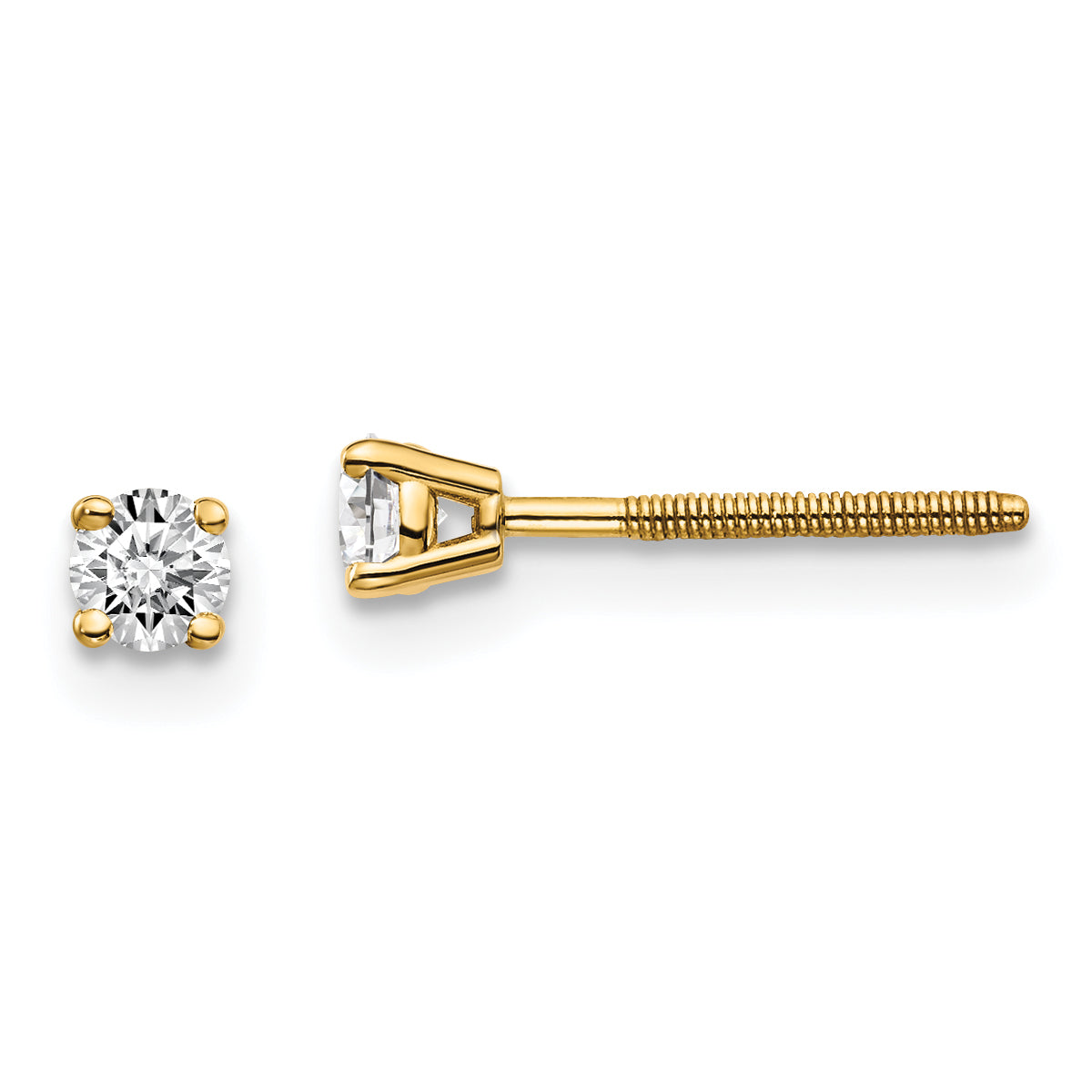 14ky .20ct. SI3 G I Diamond Stud Thread on/off Post Earrings