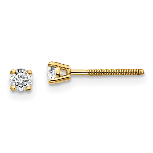 14ky .20ct. SI3 G I Diamond Stud Thread on/off Post Earrings
