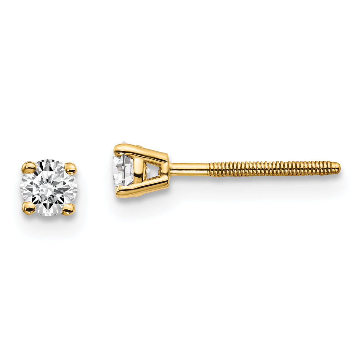 14ky .25ct. SI3 G I Diamond Stud Thread on/off Post Earrings