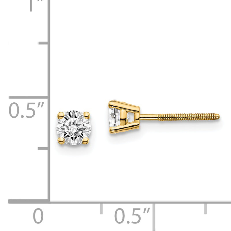 14ky .60ct. SI3 G I Diamond Stud Thread on/off Post Earrings