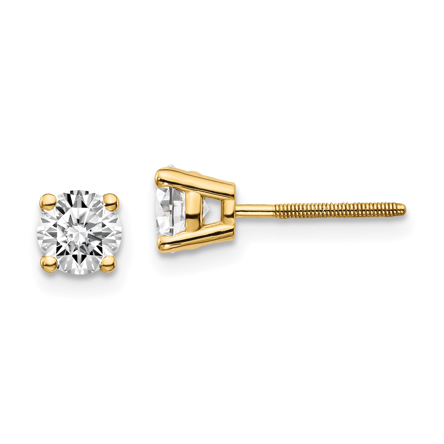 14ky .85ct. SI3 G I Diamond Stud Thread on/off Post Earrings