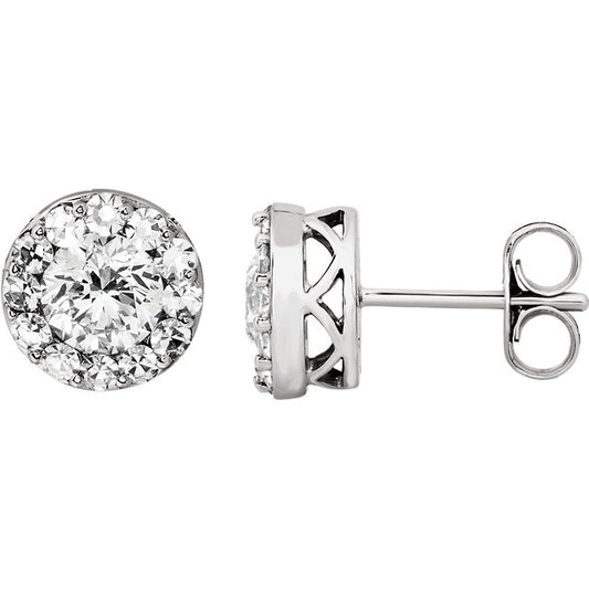 Certified 1 1/3 CTW Diamond Halo-Styled Stud Earrings in 14kt White Gold