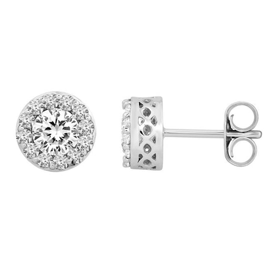 Certified 2 3/8 CTW Diamond Halo-Styled Stud Earrings in 14kt White Gold