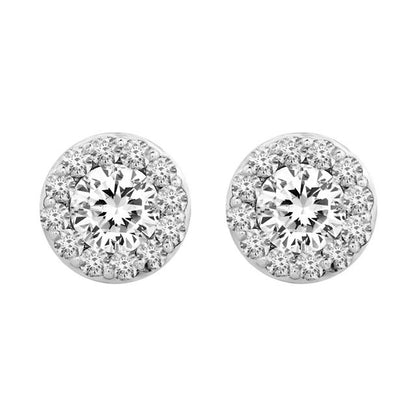 Certified 2 3/8 CTW Diamond Halo-Styled Stud Earrings in 14kt White Gold