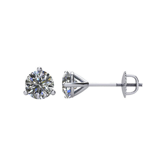 3/4 CTW Diamond Threaded Post Earrings in 14kt White Gold