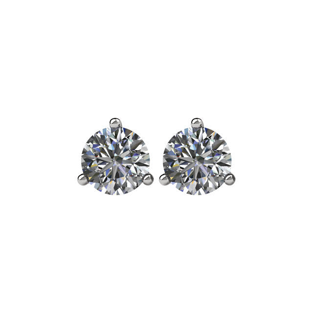 3/4 CTW Diamond Threaded Post Earrings in 14kt White Gold