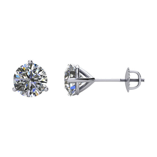 1 1/2 CTW Diamond Threaded Post Earrings in 14kt White Gold