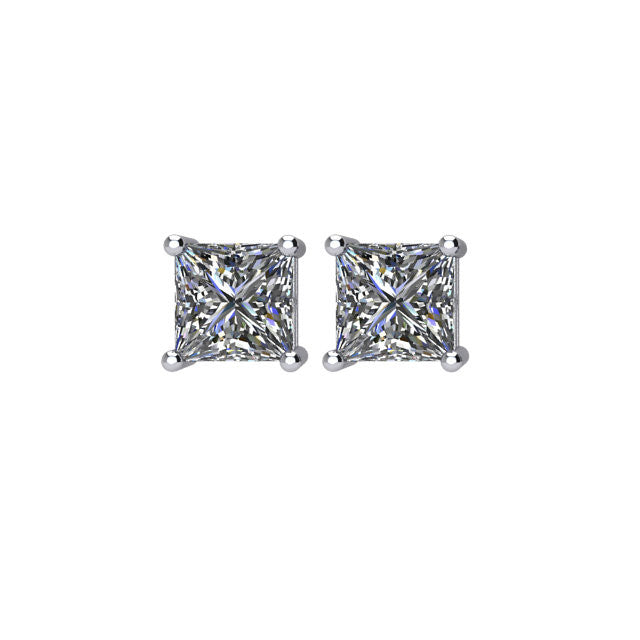 1 CTW Diamond Threaded Post Stud Earrings in 14kt White Gold