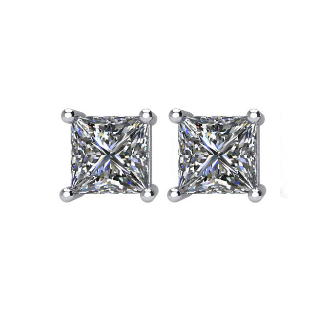 2 CTW Diamond Threaded Post Stud Earrings in 14kt White Gold