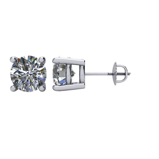 2 CTW Diamond Threaded Post Stud Earrings