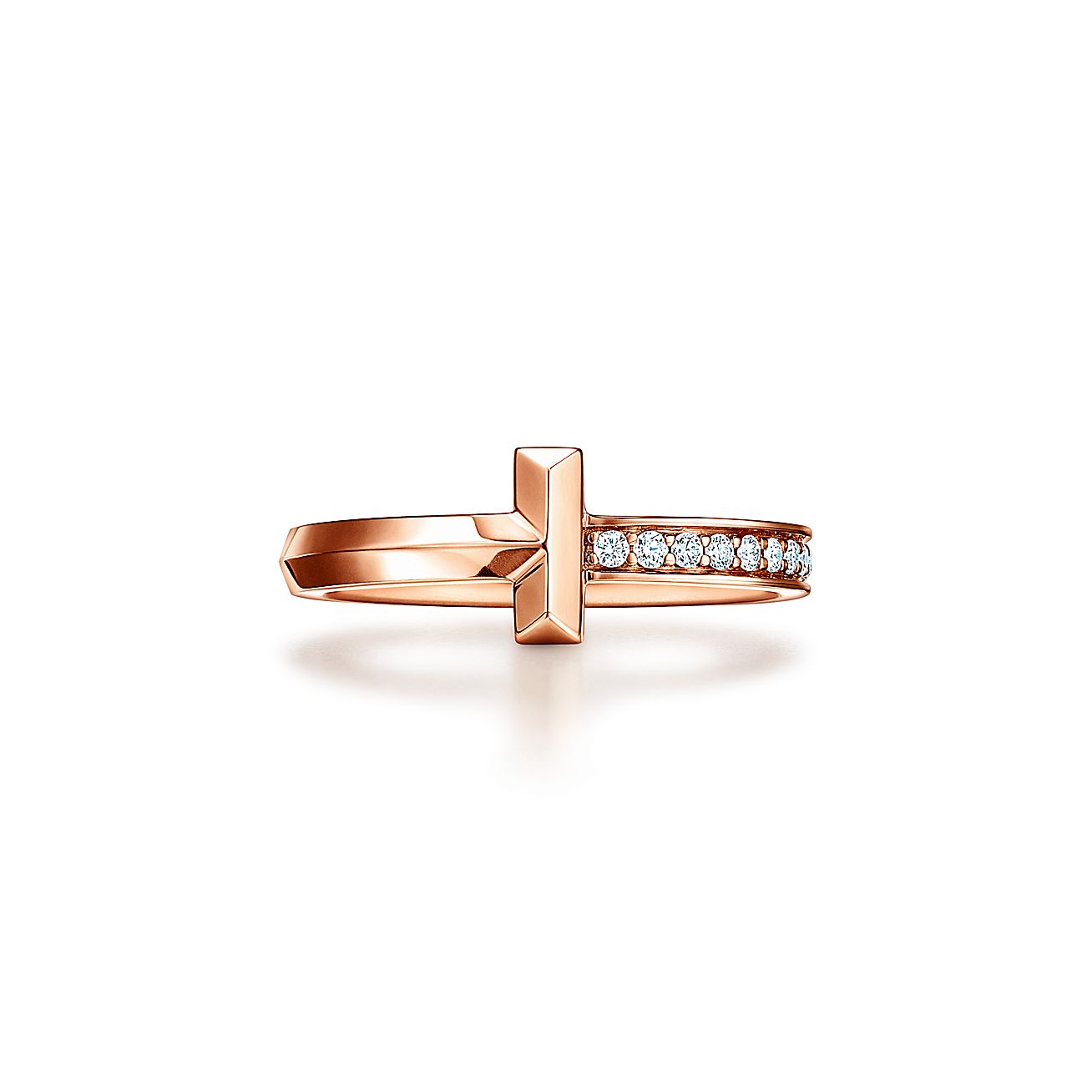Designer Inspired Natural Diamond T1 Ring in 14K Yellow Rose or White Gold