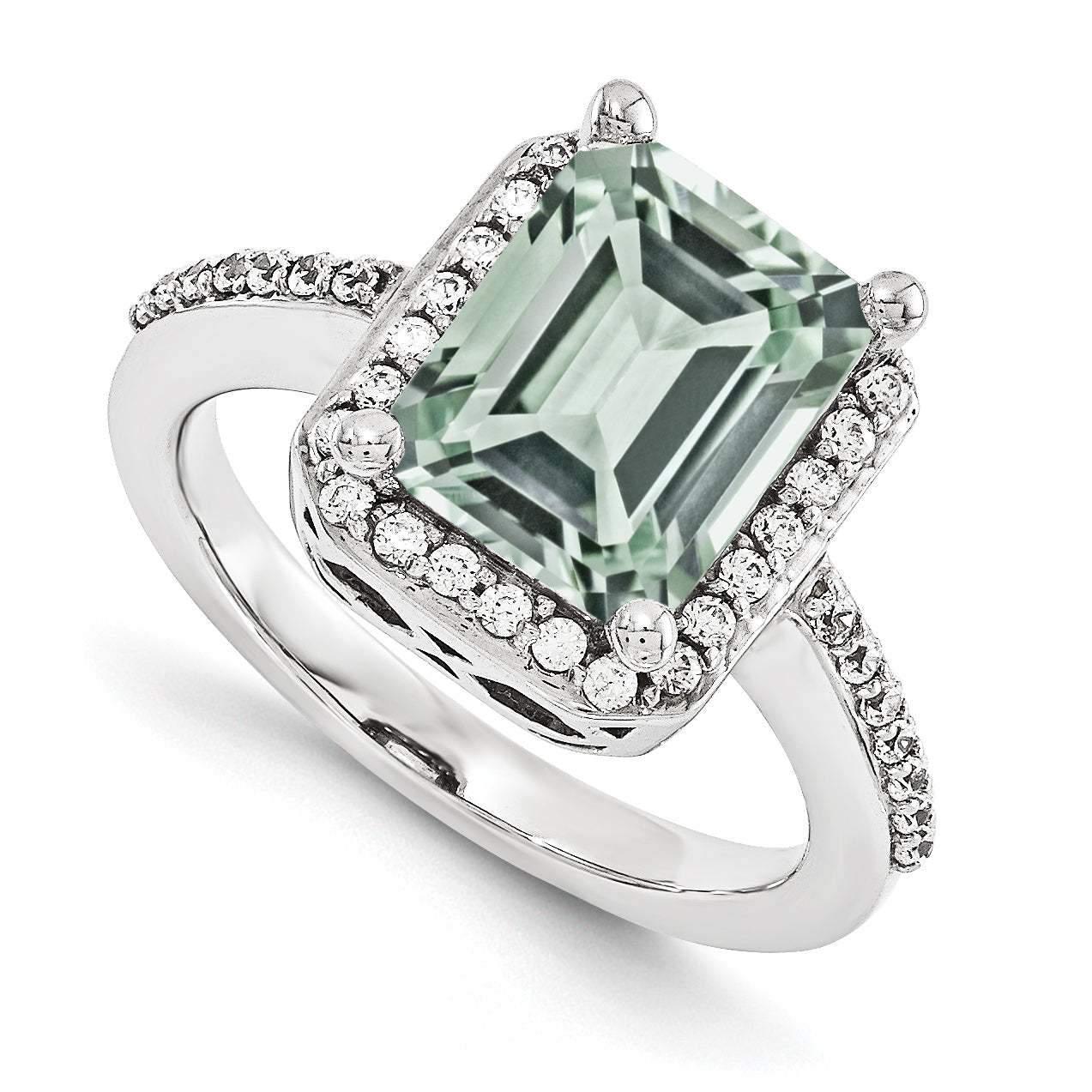 14KW AA Simulated Diamond Gemstone Ring