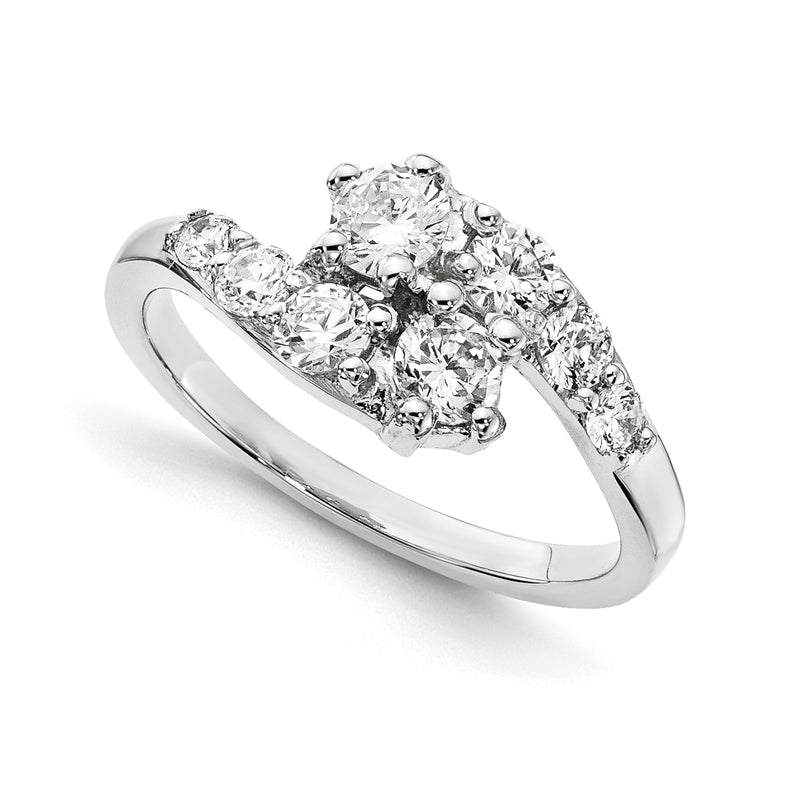14KW AA Diamond 2 stone Complete Ring