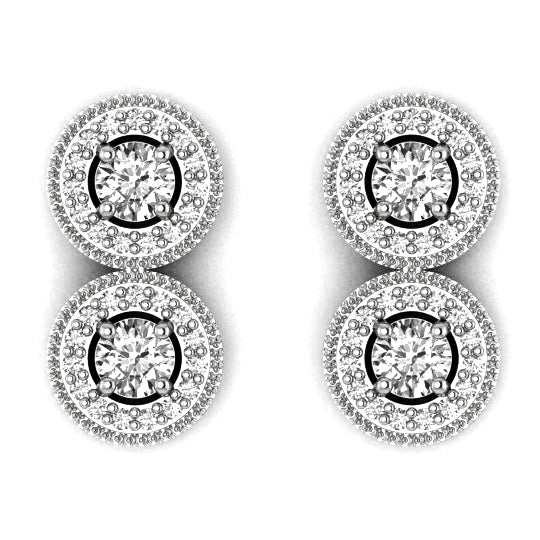 14KW VS Diamond 2 stone Earring Semi Mount   4.6 mm center stones