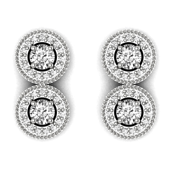 14KW VS Diamond 2 stone Earring Semi Mount   3.5 mm center stones