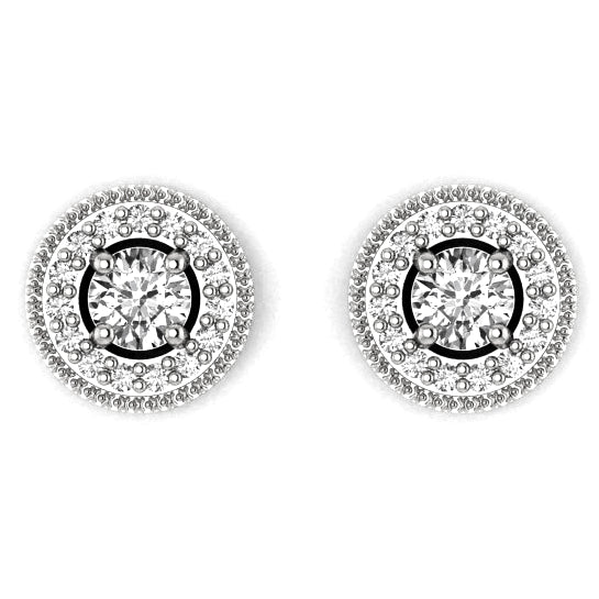 14KW VS Diamond 2 stone Earring Semi Mount   3.1 mm center stones