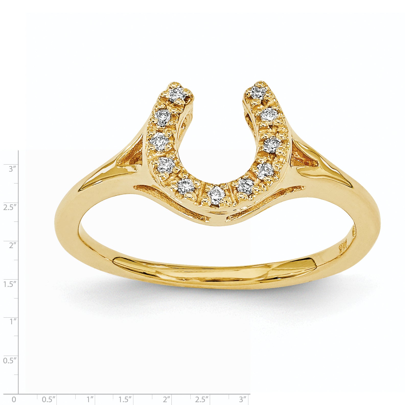 Diamond Horseshoe Luck Fortune Ring in 14K Yellow Gold