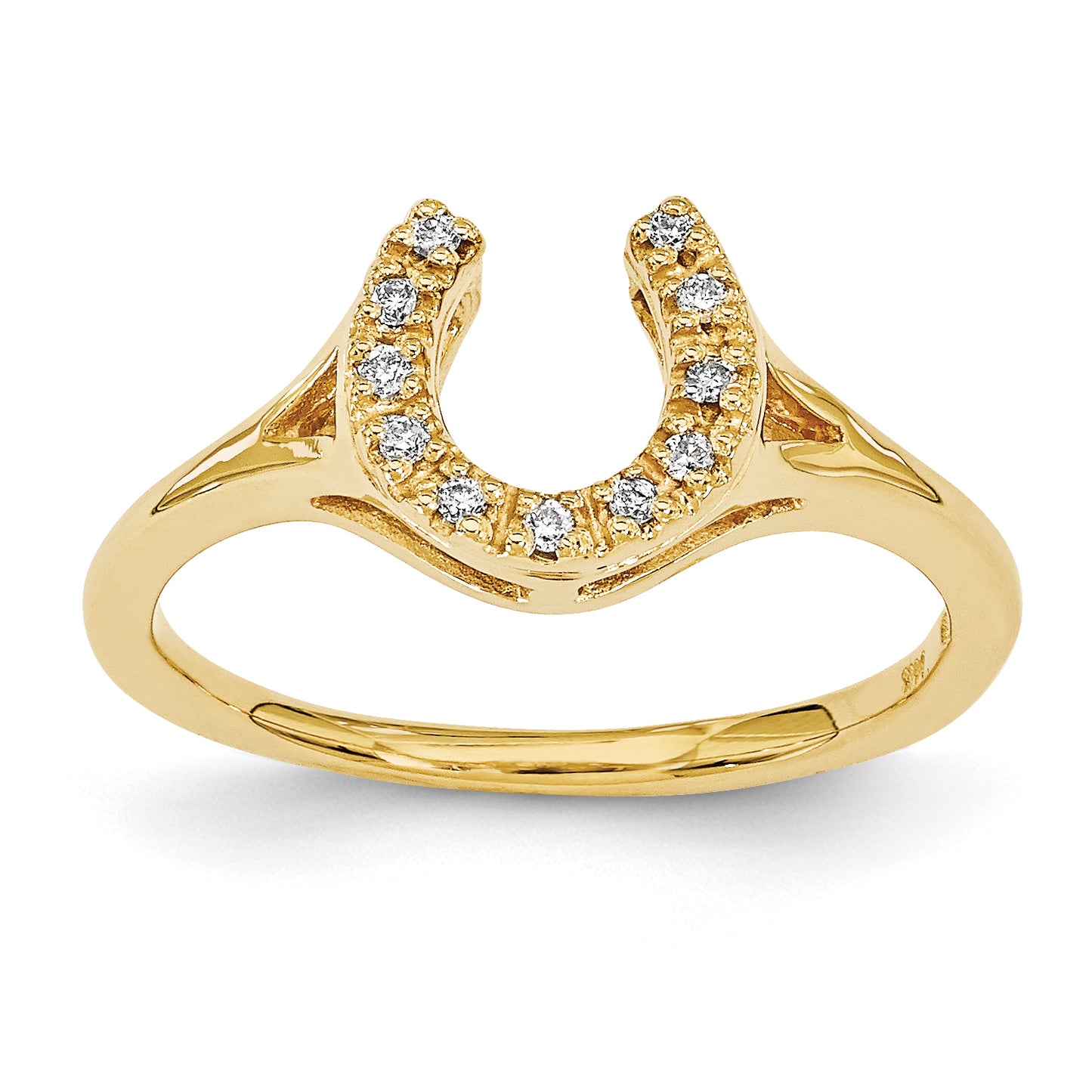 Diamond Horseshoe Luck Fortune Ring in 14K Yellow Gold