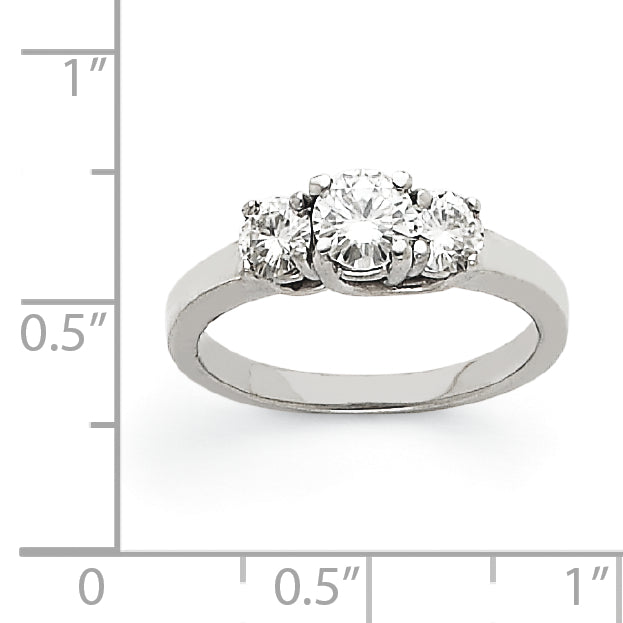 14k White Gold VS Diamond three stone ring