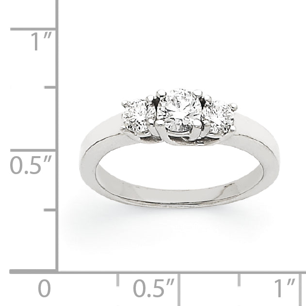 14k White Gold VS Diamond three stone ring