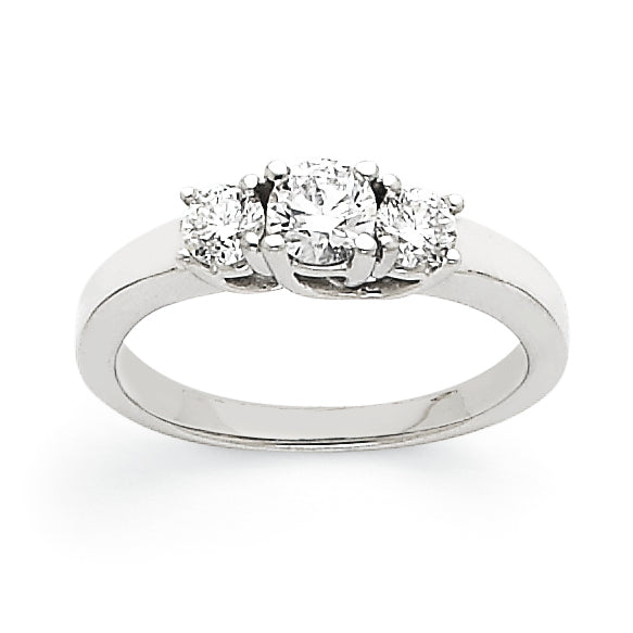 14k White Gold VS Diamond three stone ring