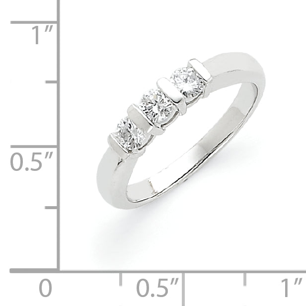 14k White Gold VS Diamond three stone ring