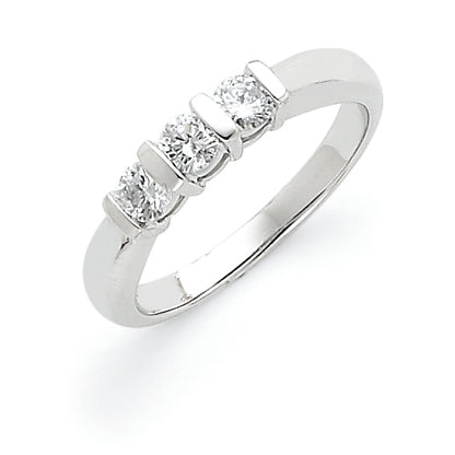 14k White Gold VS Diamond three stone ring