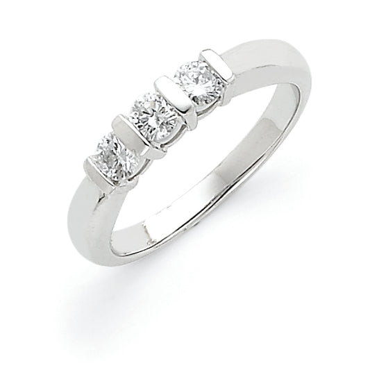 14k White Gold VS Diamond three stone ring