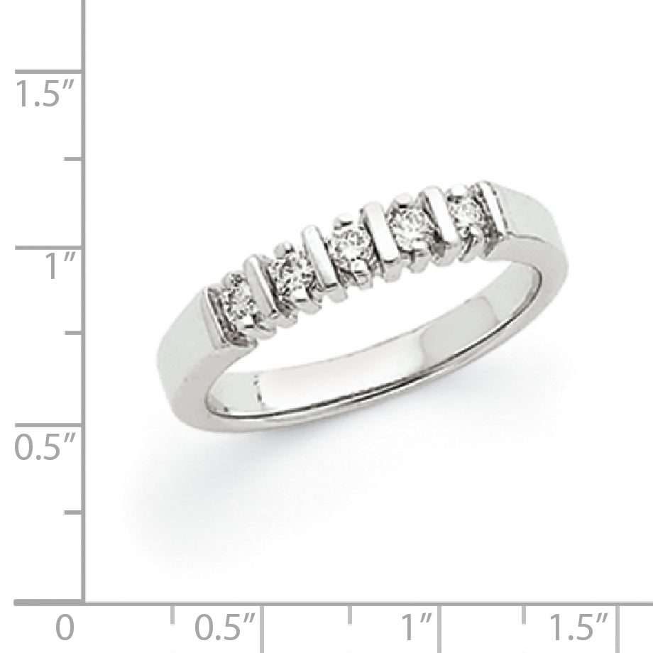 14k White Gold AAA Diamond 5 Stone Ring