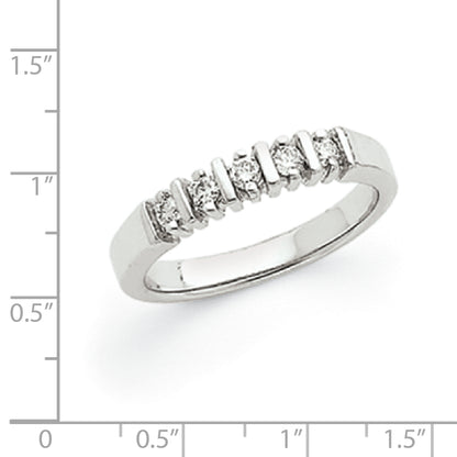 14k White Gold AAA Diamond 5 Stone Ring