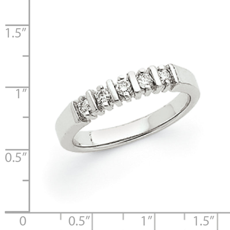 14k White Gold AAA Diamond 5 Stone Ring