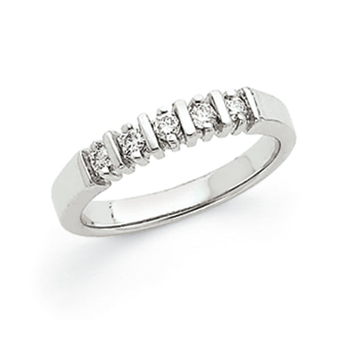 14k White Gold AAA Diamond 5 Stone Ring