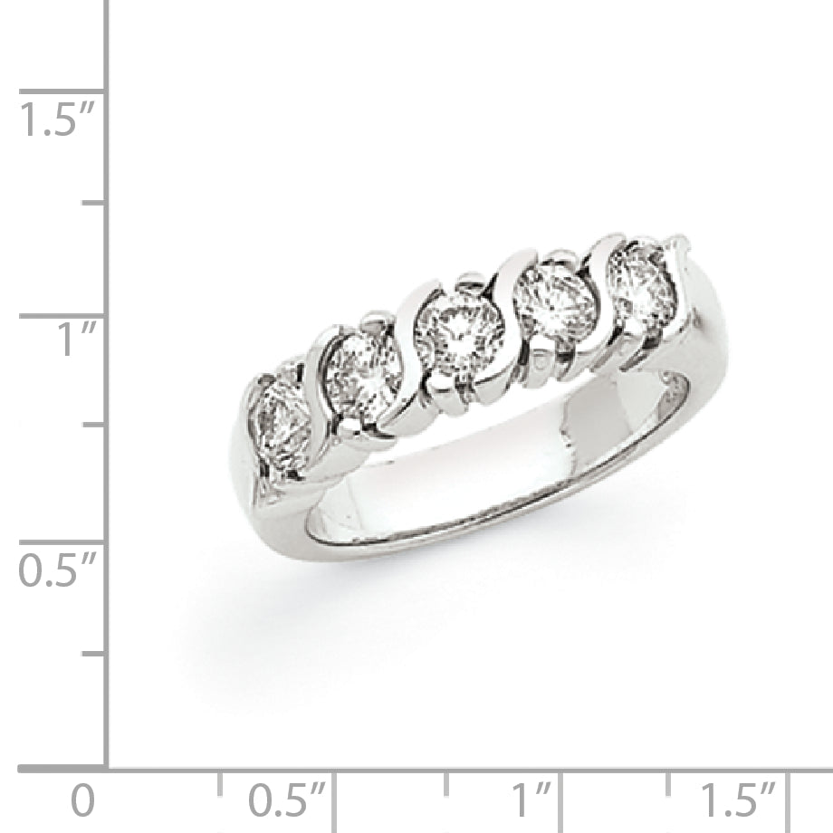 14k White Gold A Diamond 5 Stone Ring