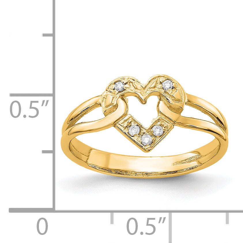 14k A Diamond heart ring