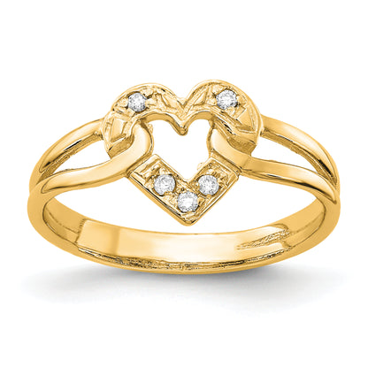 14k A Diamond heart ring