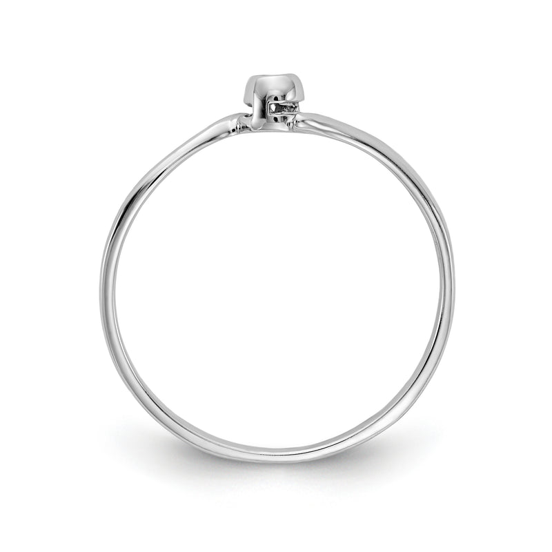 14K White Gold Polished AA Diamond Ring