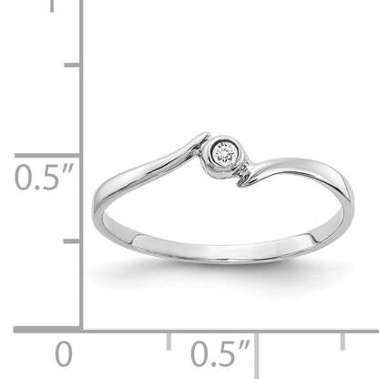 14K White Gold Polished AA Diamond Ring