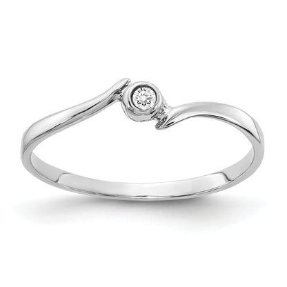 14K White Gold Polished AA Diamond Ring