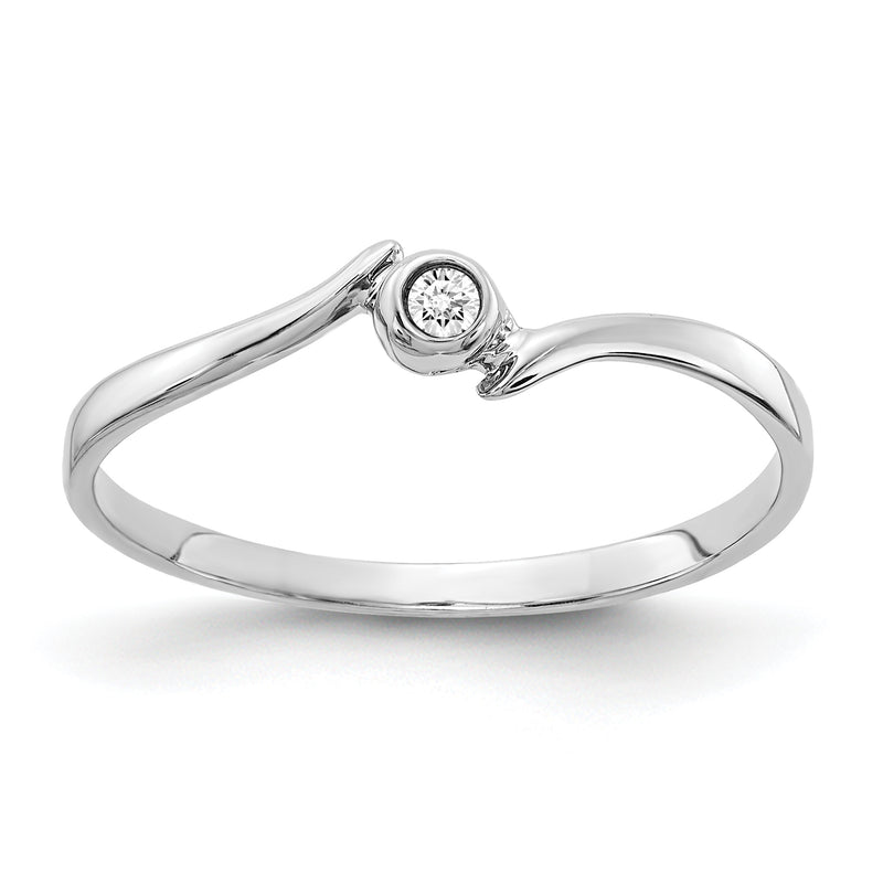 14K White Gold Polished AA Diamond Ring