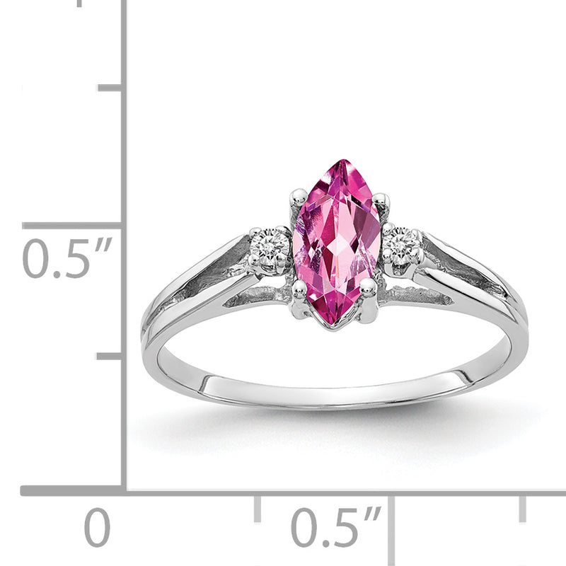 14k White Gold 8x4mm Marquise Pink Sapphire VS Diamond ring