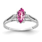 14k White Gold 8x4mm Marquise Pink Sapphire VS Diamond ring