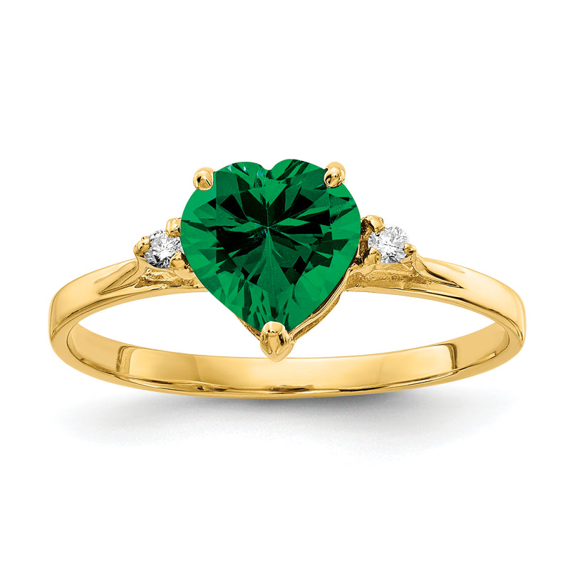 14k Yellow Gold 7mm Heart Mount St. Helens Natural Diamond Ring