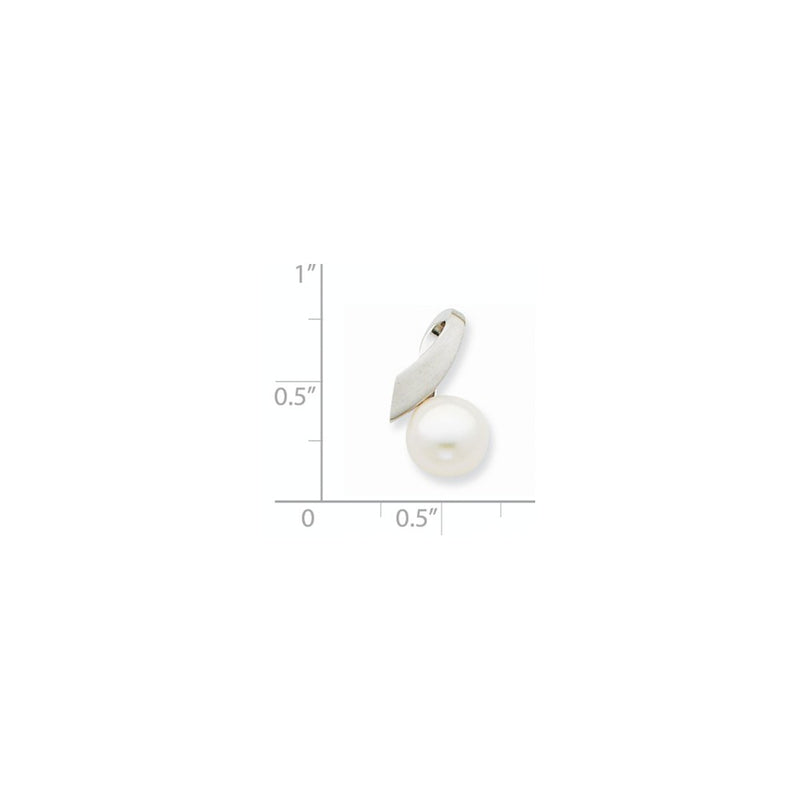 14k Yellow Gold Diamond Satin Pearl Pendant